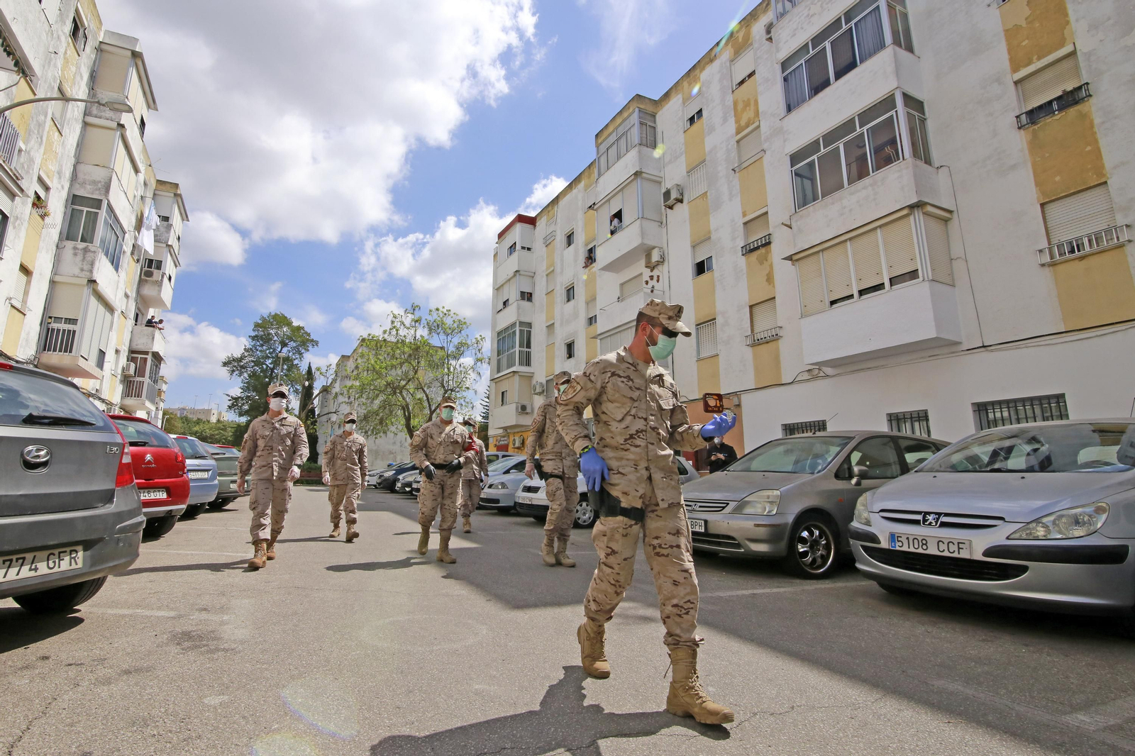 Policía Nacional junto a Infantería de Marina, y la UME en Jerez