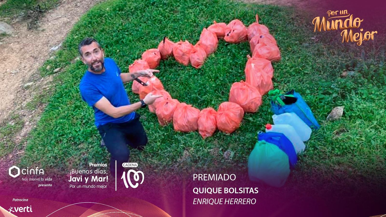 Quique Bolsitas, premiado por hacer de este mundo un lugar más limpio Quique Bolsitas, premiado por hacer de este mundo un lugar más limpio