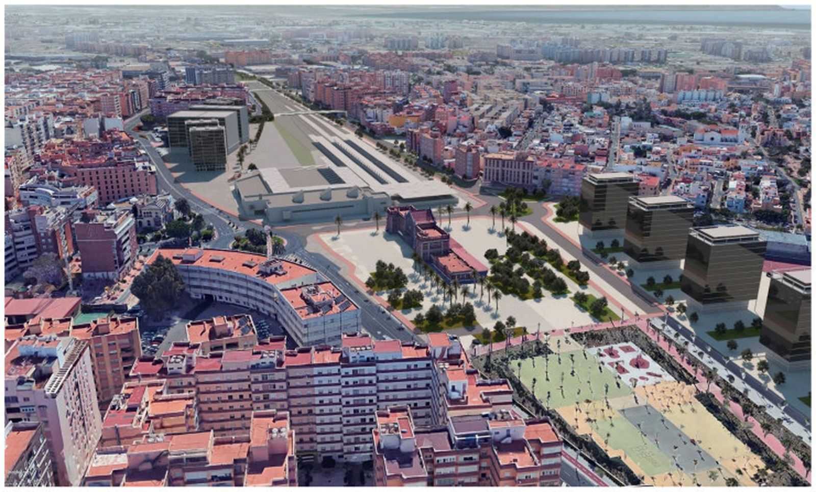 Imagen de como quedará en el futuro la ciudad con el tren soterrado.