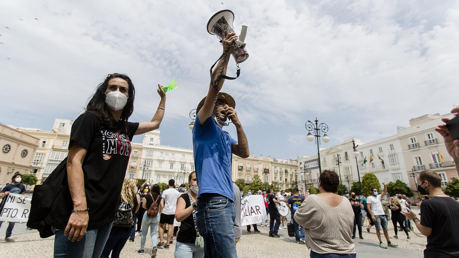 Manifestación contra el cierre de Airbus en Cádiz.