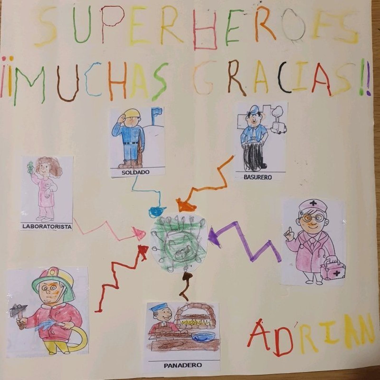 Uno de los dibujos de los niños.