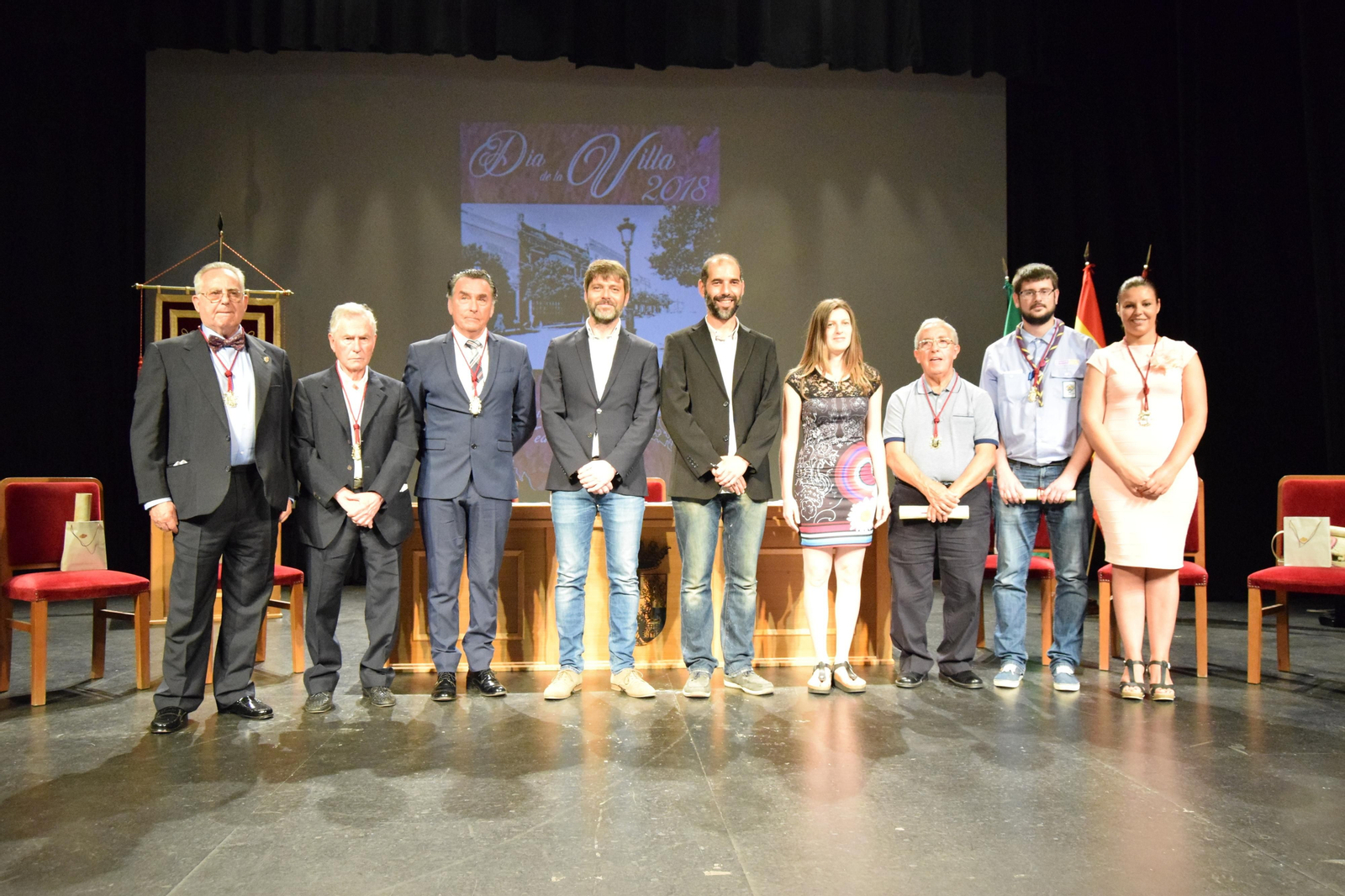 Galardonados durante el Día de la Villa del pasado año 2018