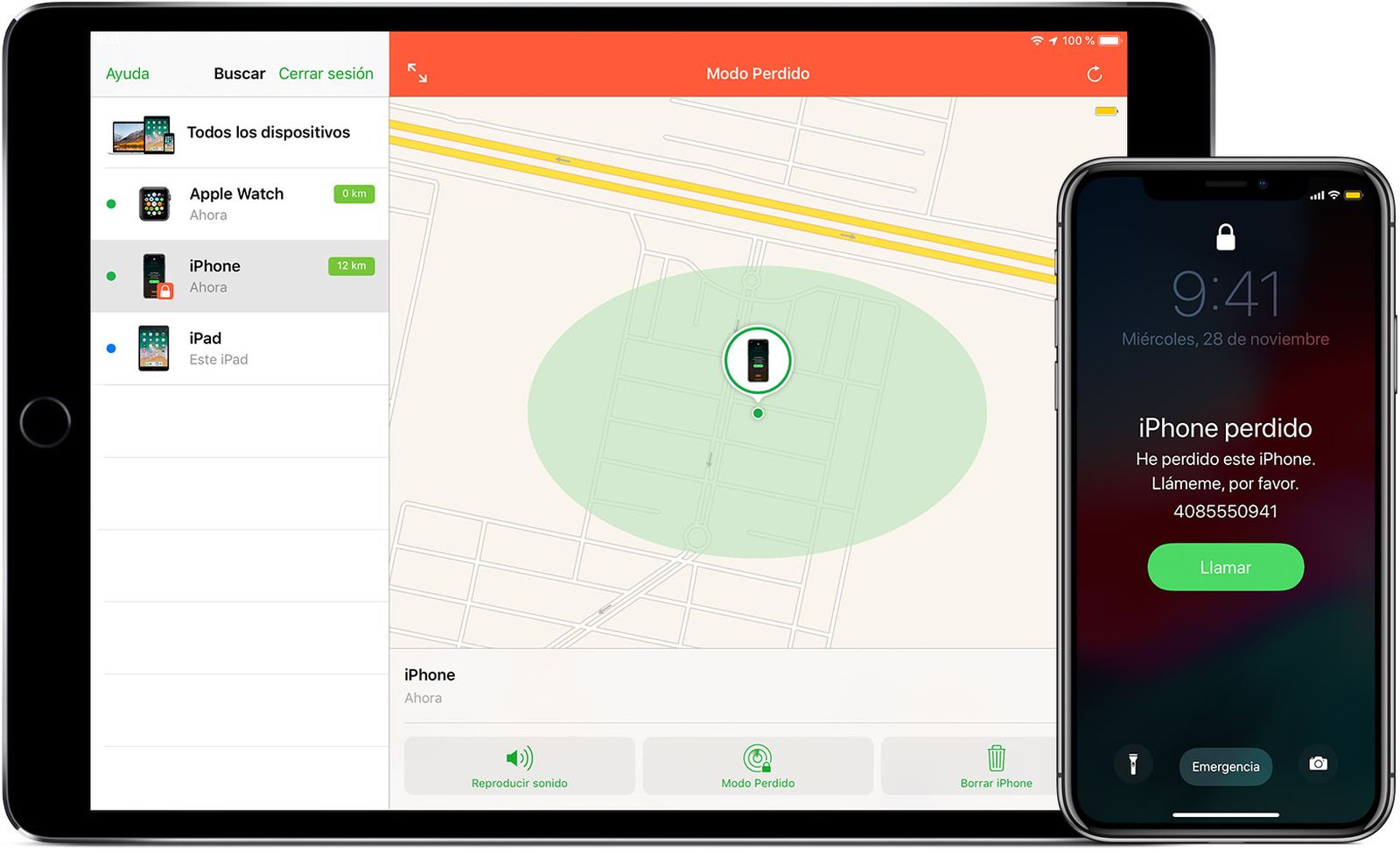 Aplicación para localizar un móvil perdido.