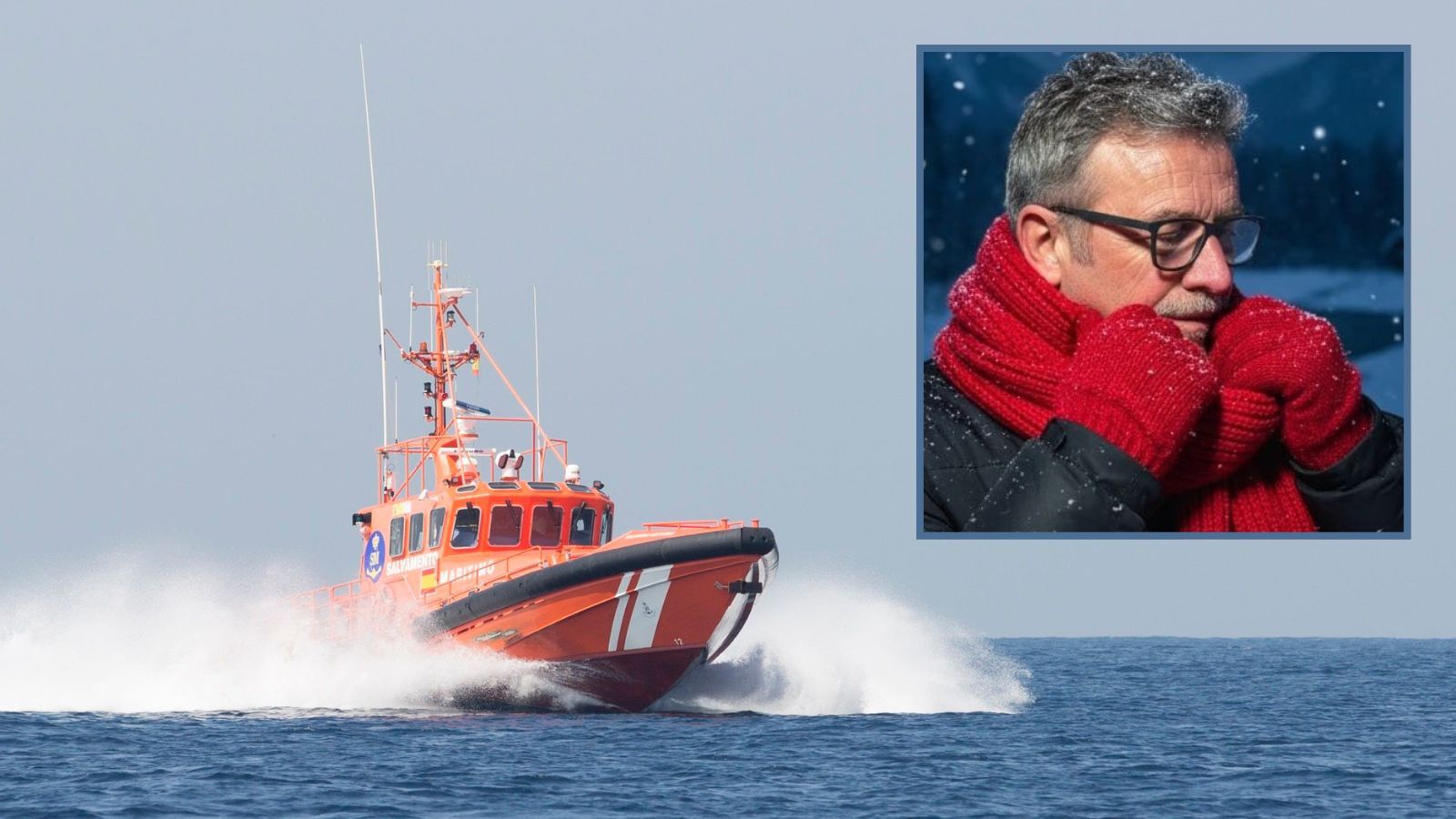 La 'Salvamar Arcturus' y, en el detalle, José María Caballero.