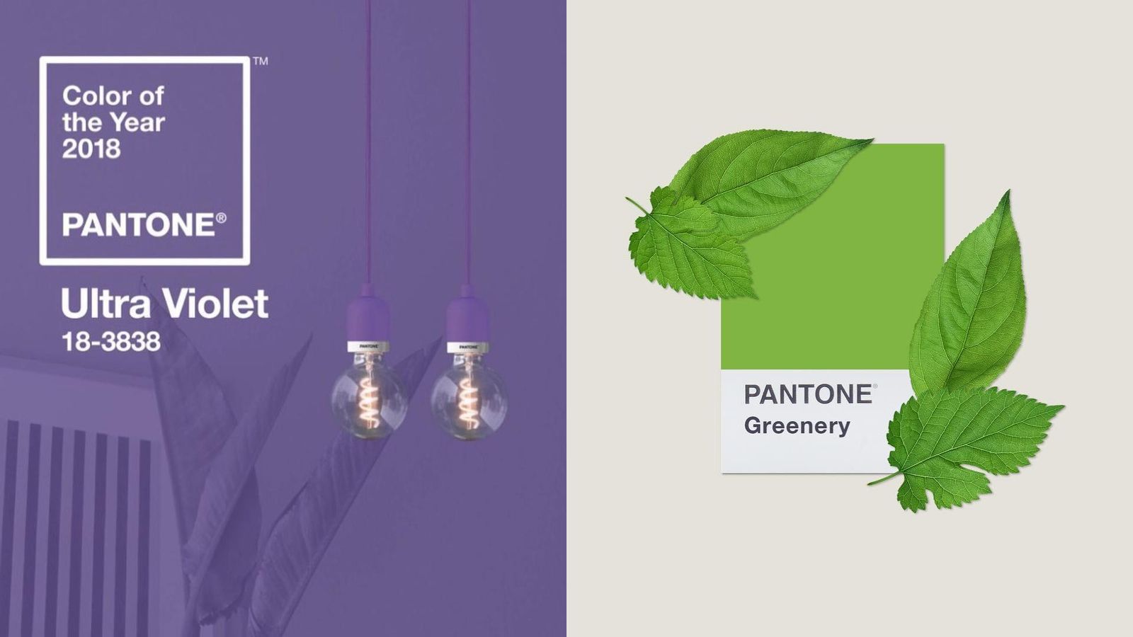 'Ultra Violet' y 'Greenery', los colores de 2018 y 2017 respectivamente.