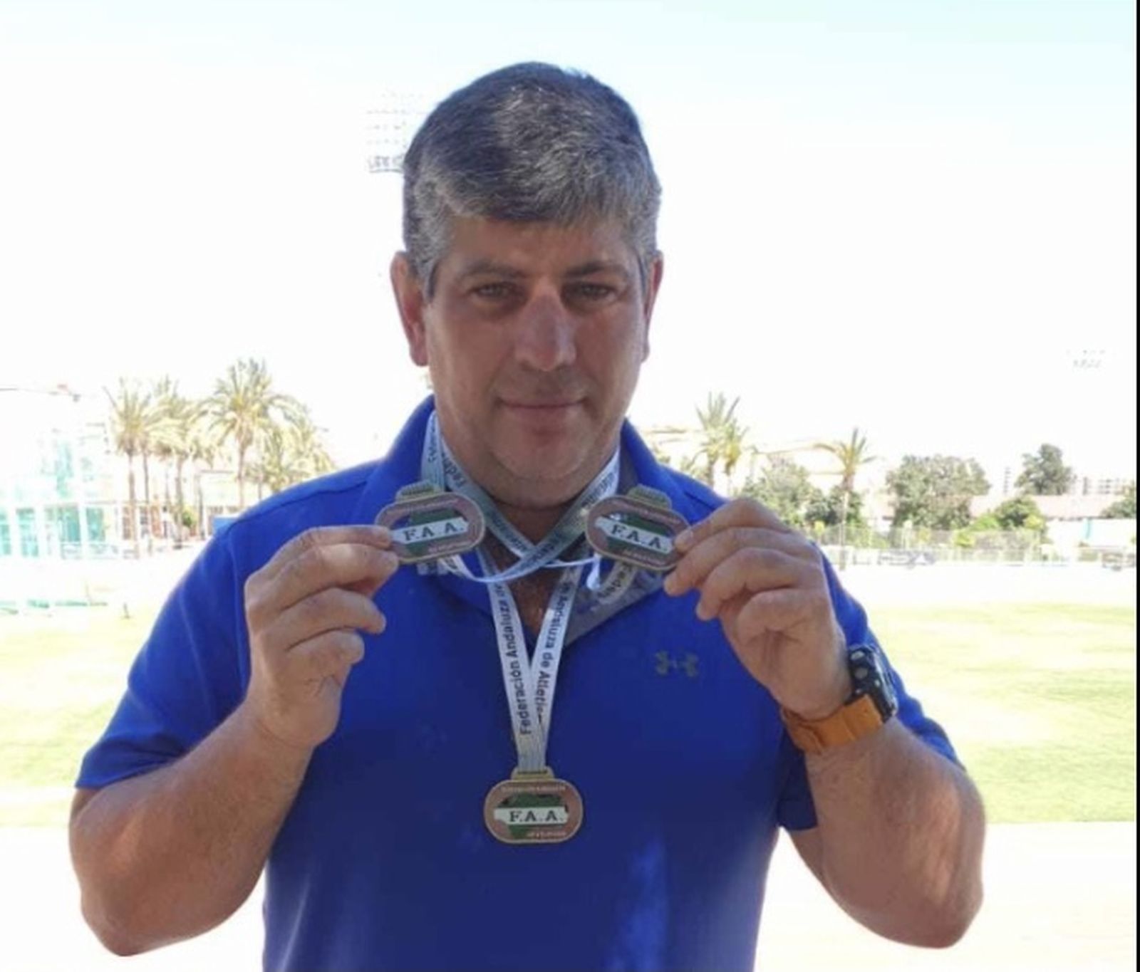 José Antonio Rodríguez  Silva, con sus tres medallas de oro.