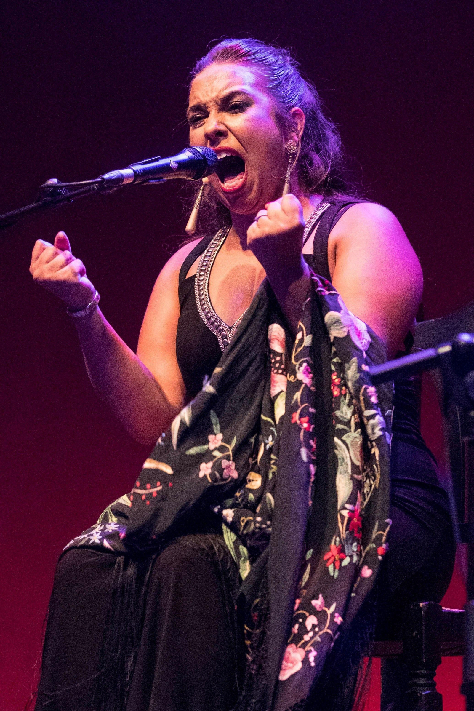 María Terromoto en su última actuación, en el Festival del Cante de las Minas de la Unión.