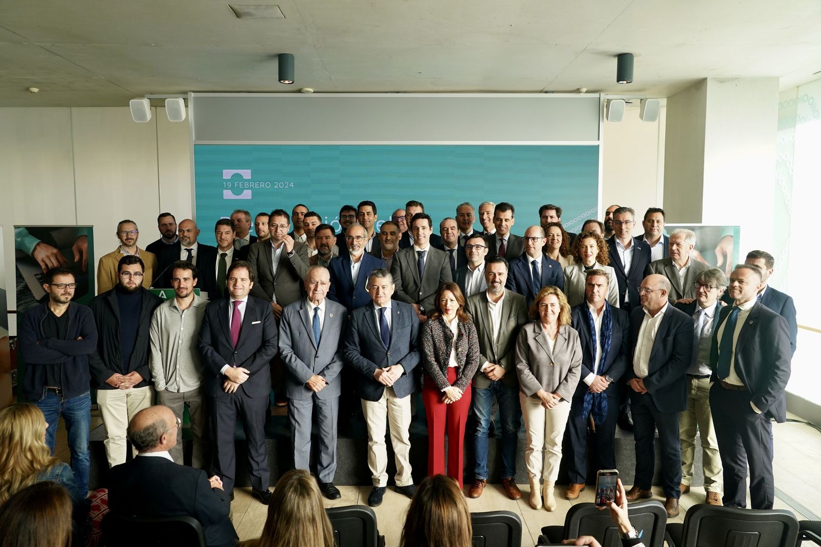 Representantes de las entidades que conforman el Clúster de Ciberseguridad, este lunes en Málaga.