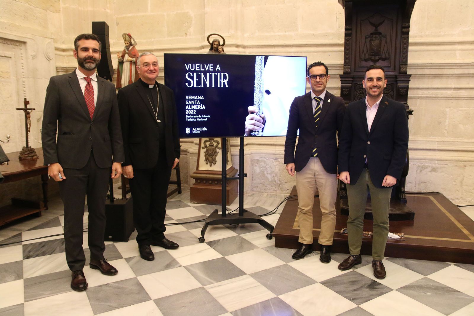 Ramón Fernández Pacheco, Monseñor Gómez Cantero, Isaac Vilches y Carlos Sánchez.