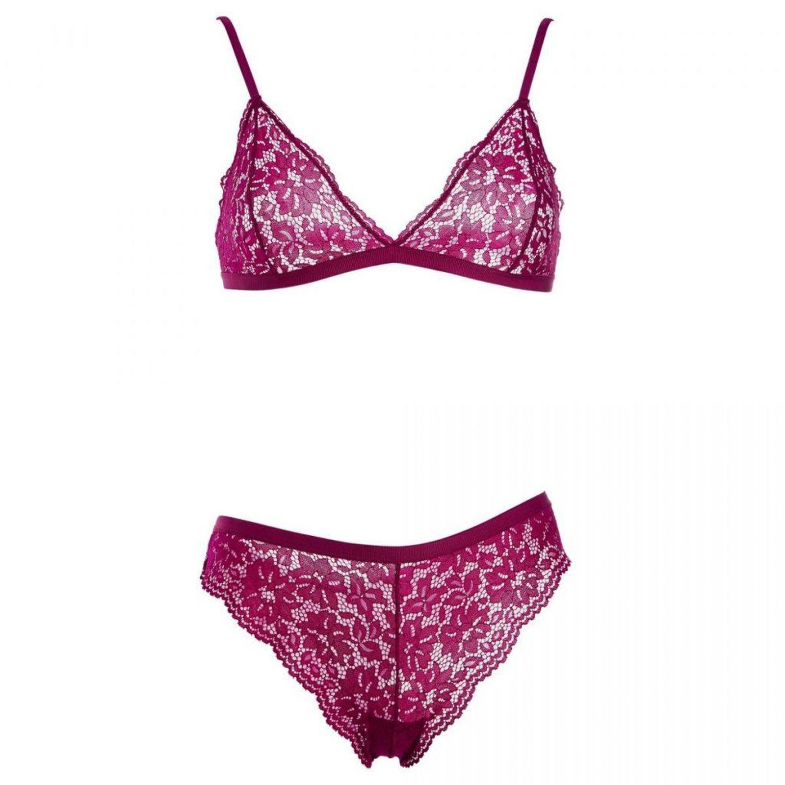 Conjunto de lencería en color buganvilla de Primark.