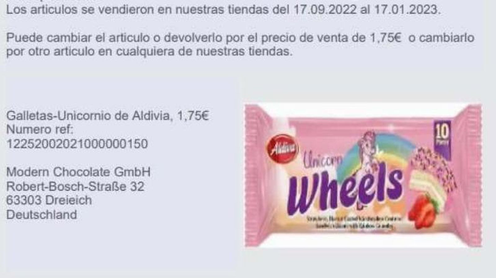 Las galletas en cuestión
