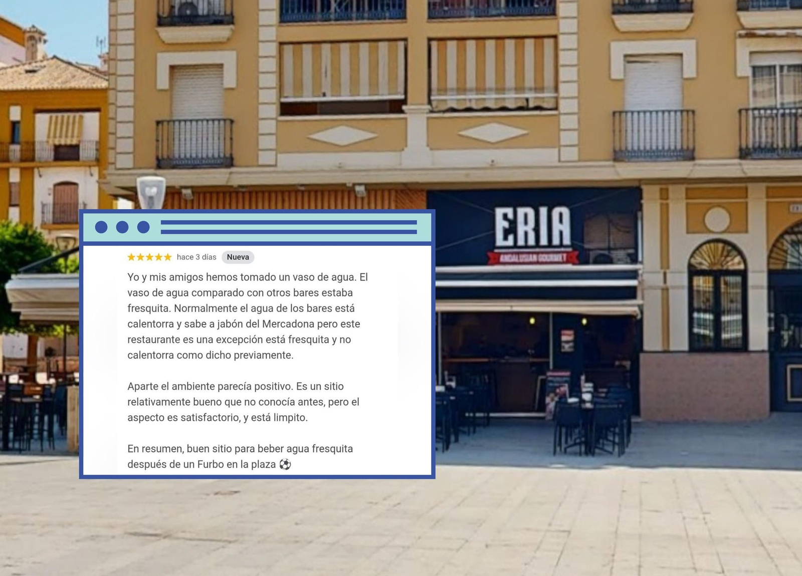 Reseña sobre el agua 'fresquita' de un bar de Rincón de la Victoria.