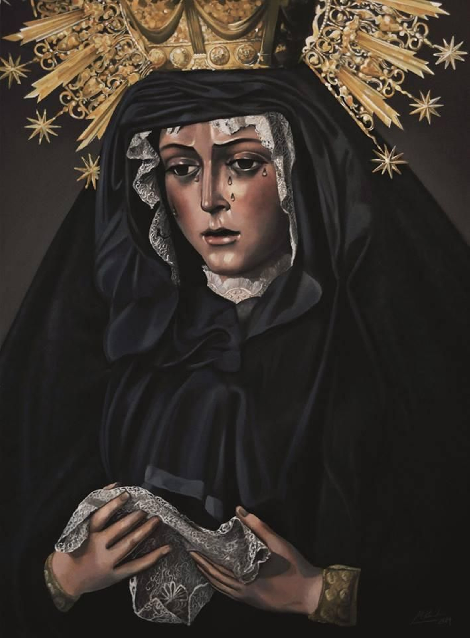 2014. Oleo sobre lienzo. Manuel Prados. Recreación realista de la famosa fotografía.