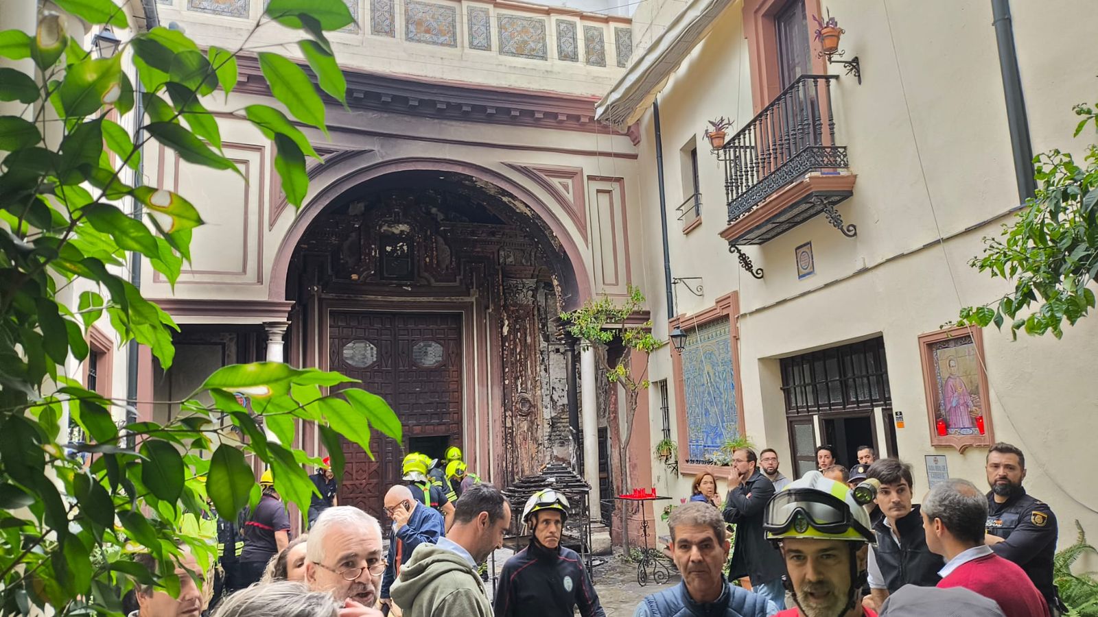 Daños causados por el incendio en la Iglesia de San Antonio Abad