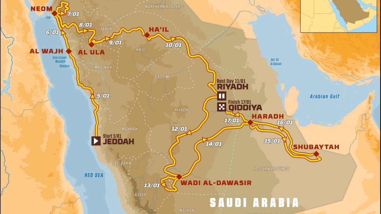 Recorrido del Dakar 2020.
