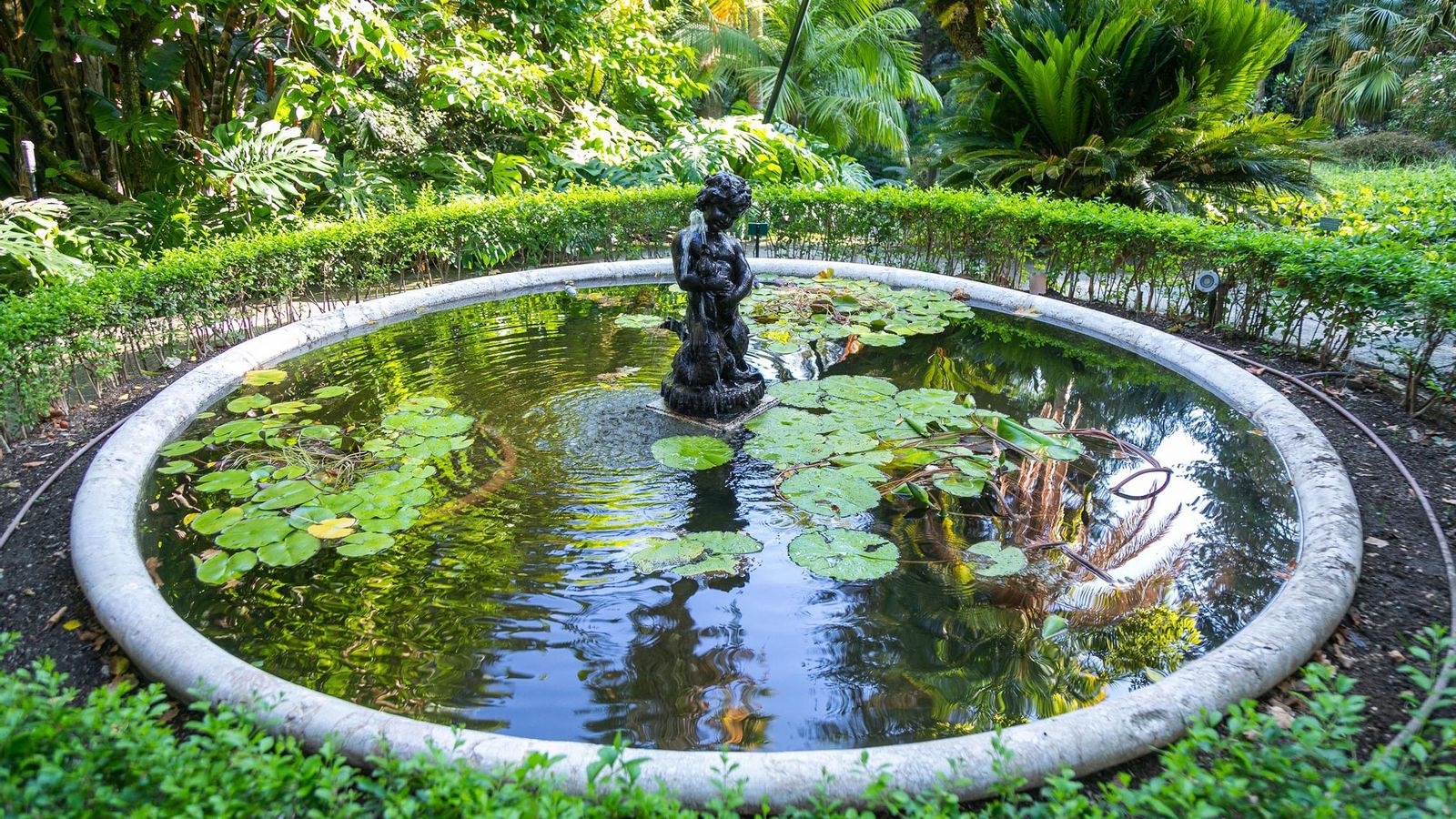 La fuente del Tritón del Jardín Botánico de Málaga.