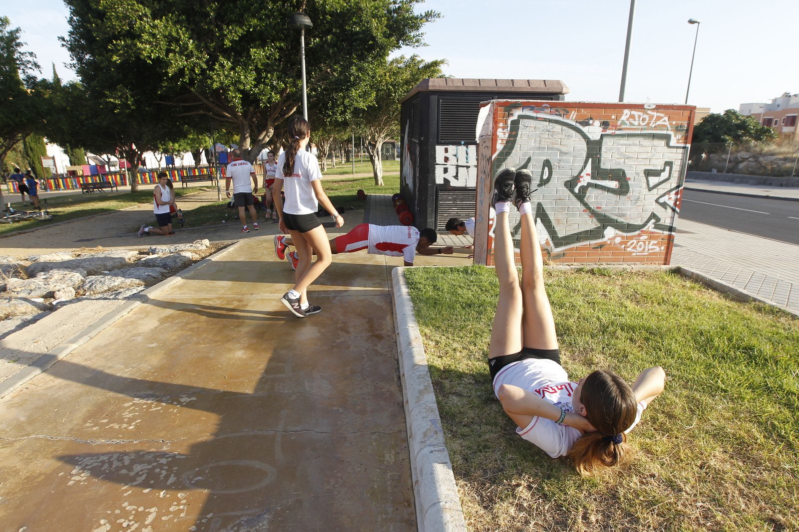 Entrenamiento del CD Atletas de Almería en el parque de Los Molinos