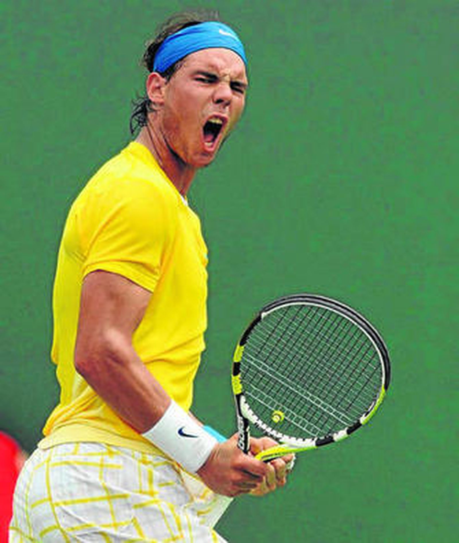 Nadal grita con rabia durante el encuentro que levantó ante Nalbandián.