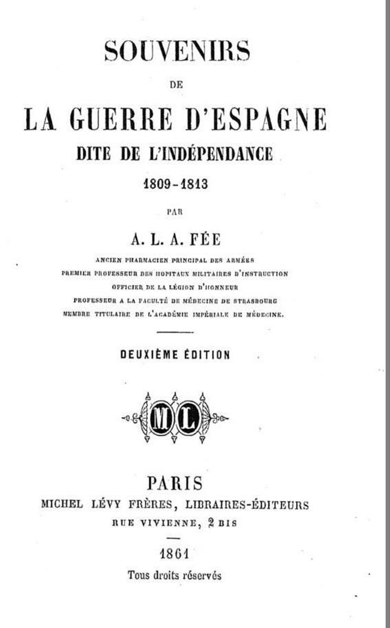 Portada de Souvenirs de la Guerre d´Espagne, por Fée.