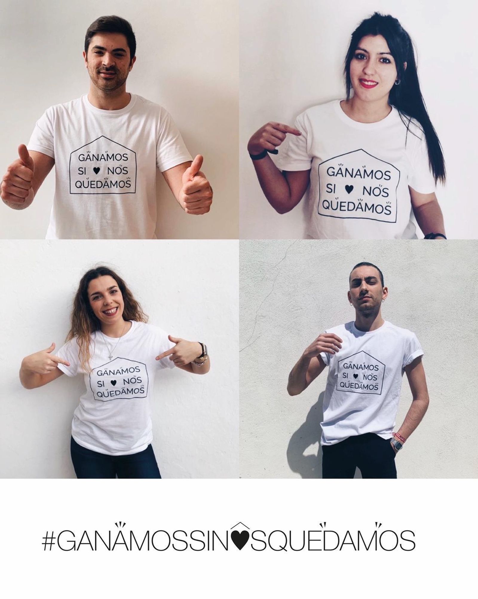 Alfonso y Esther posan con las camisetas