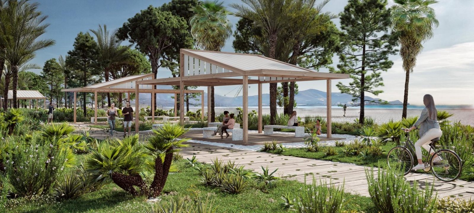 Recreación de cómo quedaría la Senda Litoral en Motril.