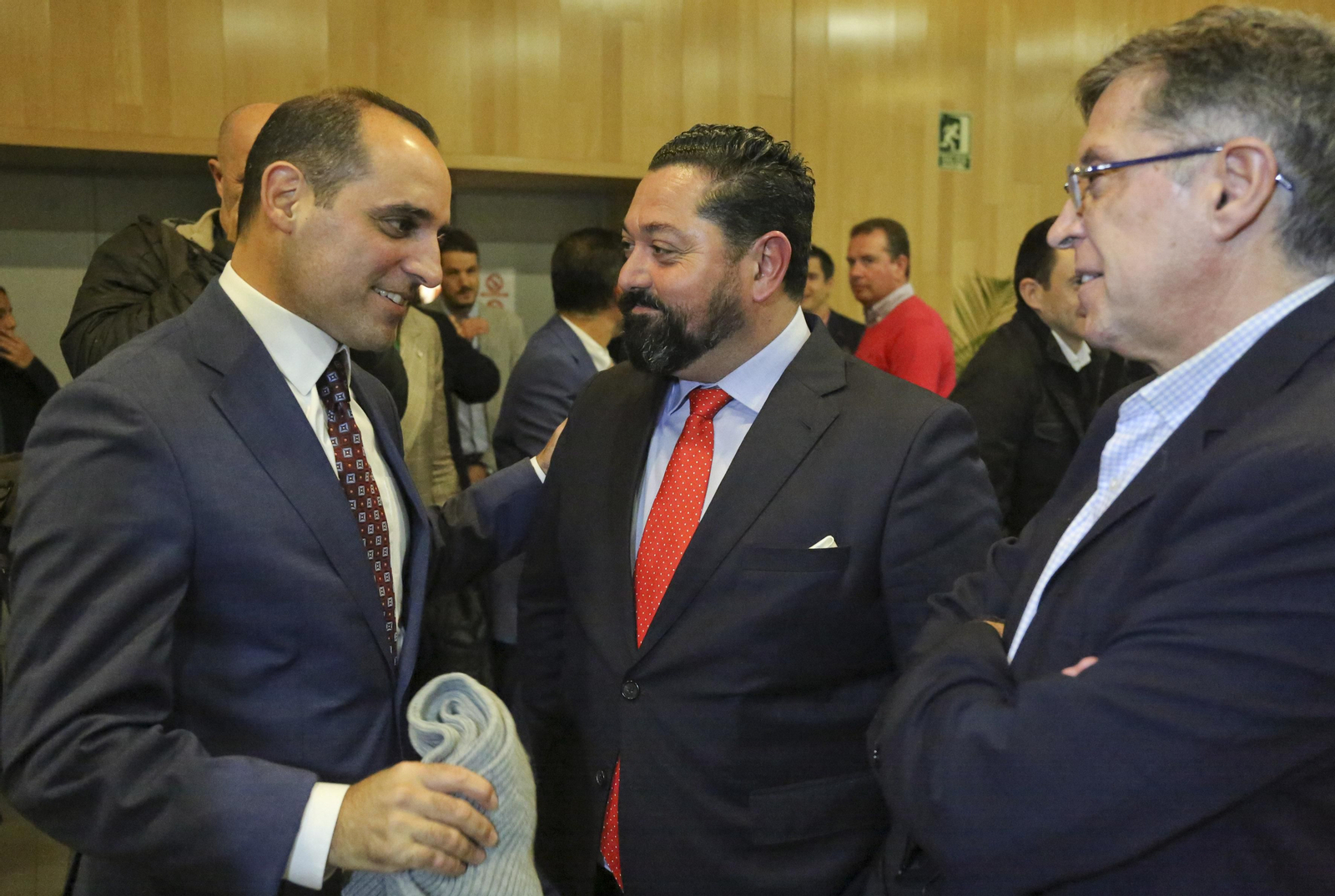 Richard Shaheen y José María Arrabal, durante la visita de Rubiales a Málaga.