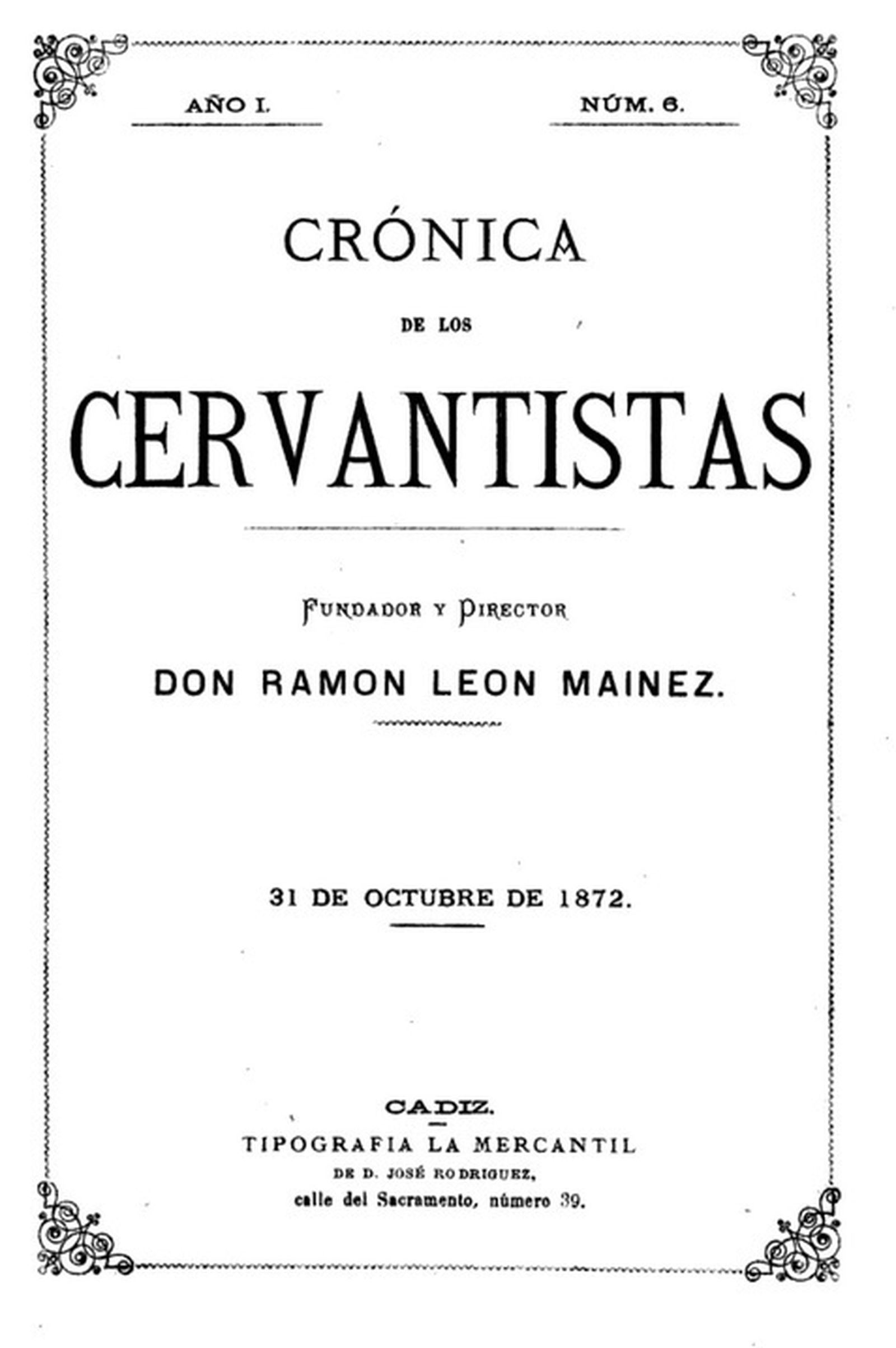 Revista ‘Crónica de los cervantistas’, 1872.