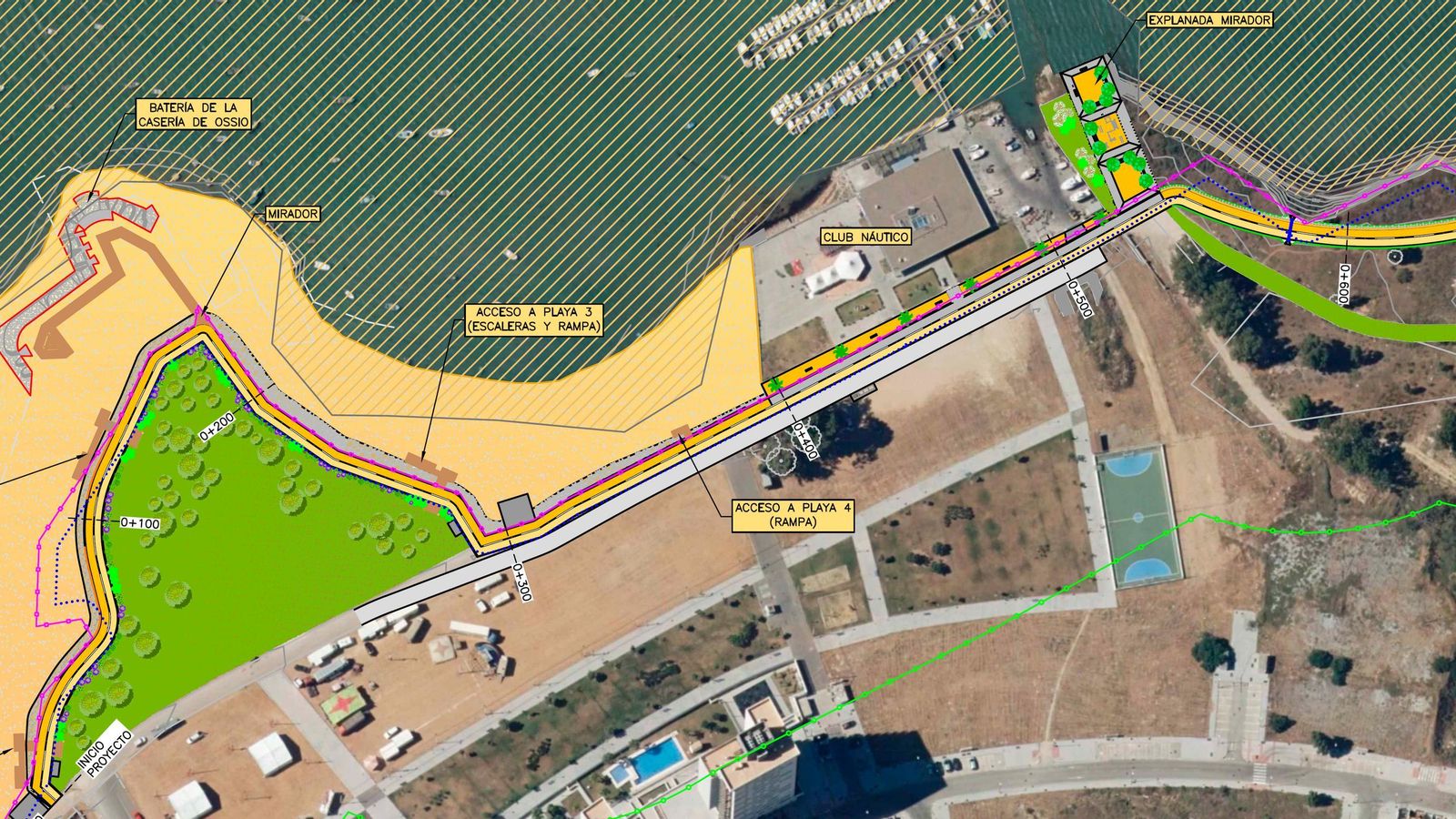 Plano del proyecto planteado por la Demarcación de Costas en la playa de La Casería tras las demoliciones.