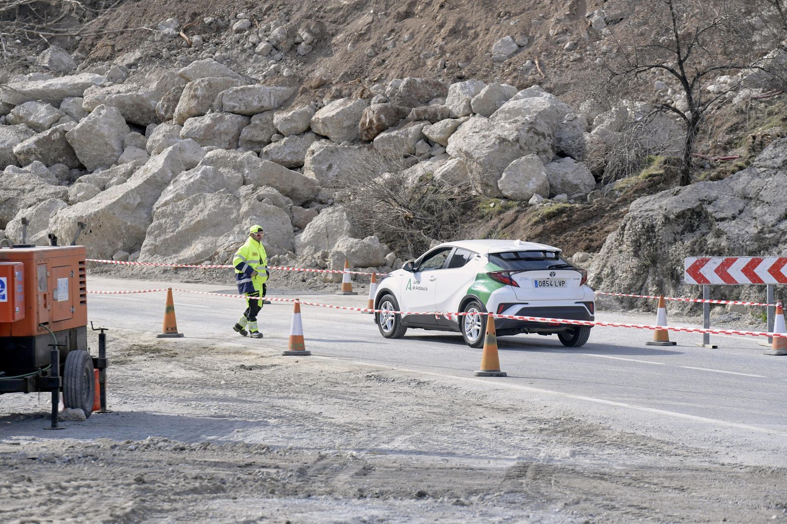 Carretera de la Sierra en el punto del desprendimiento