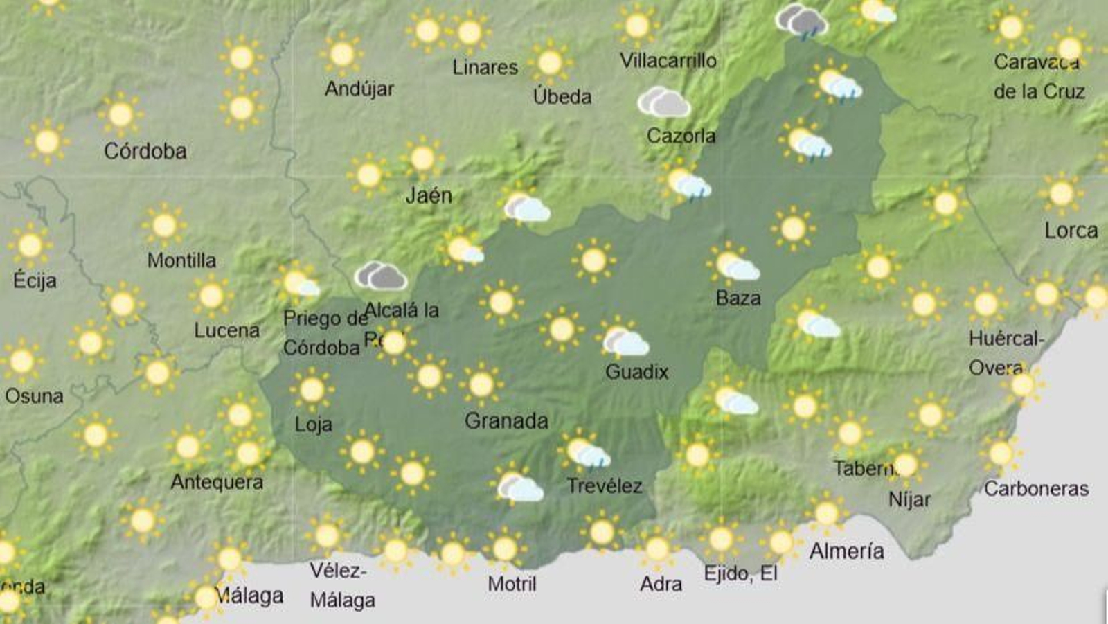 El Tiempo en Granada el 13 de agosto de 2025