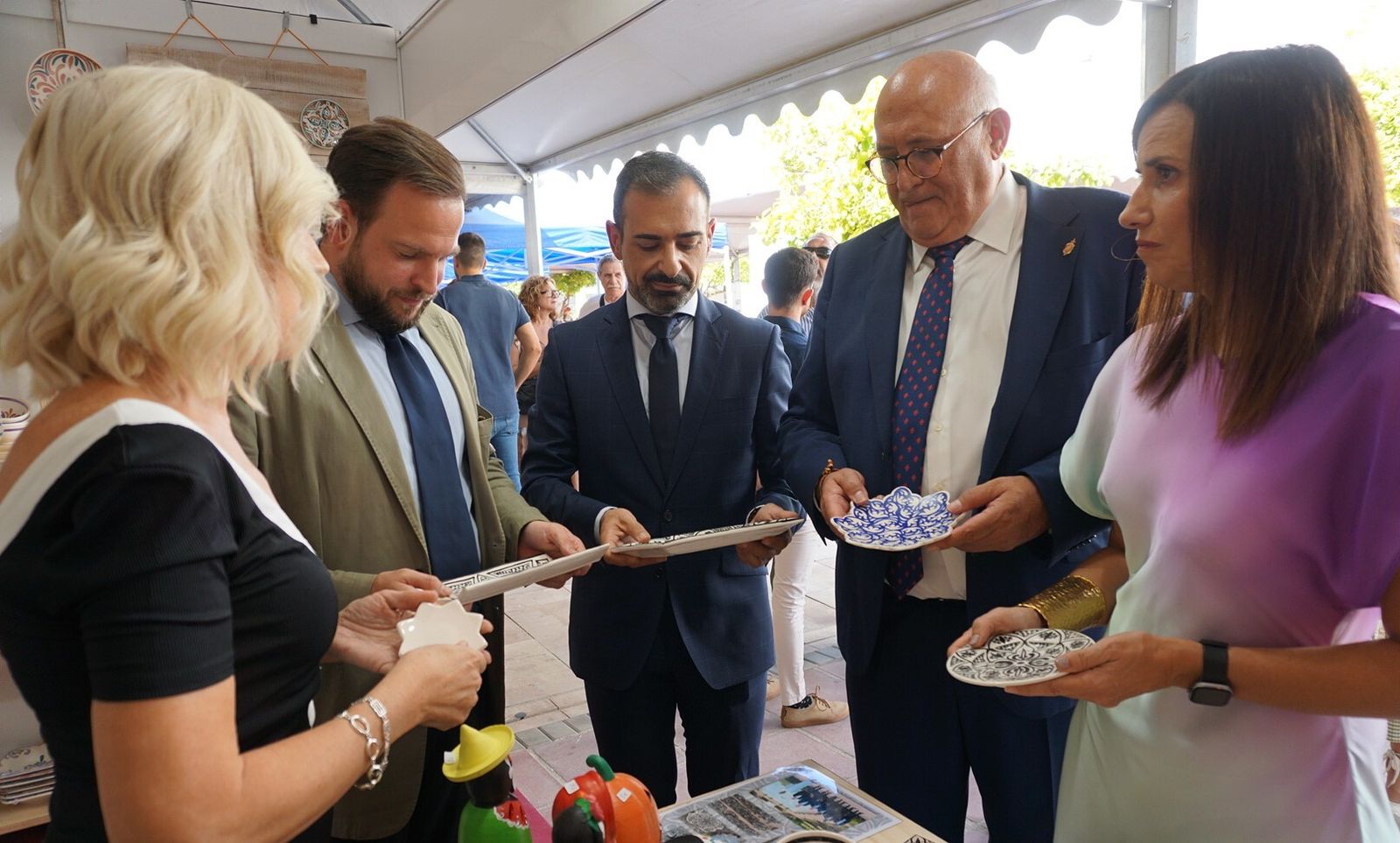 Agustín López, Félix Romero, Jorge Jiménez y María Dolores Gálvez, en la inauguración de Enbarro.