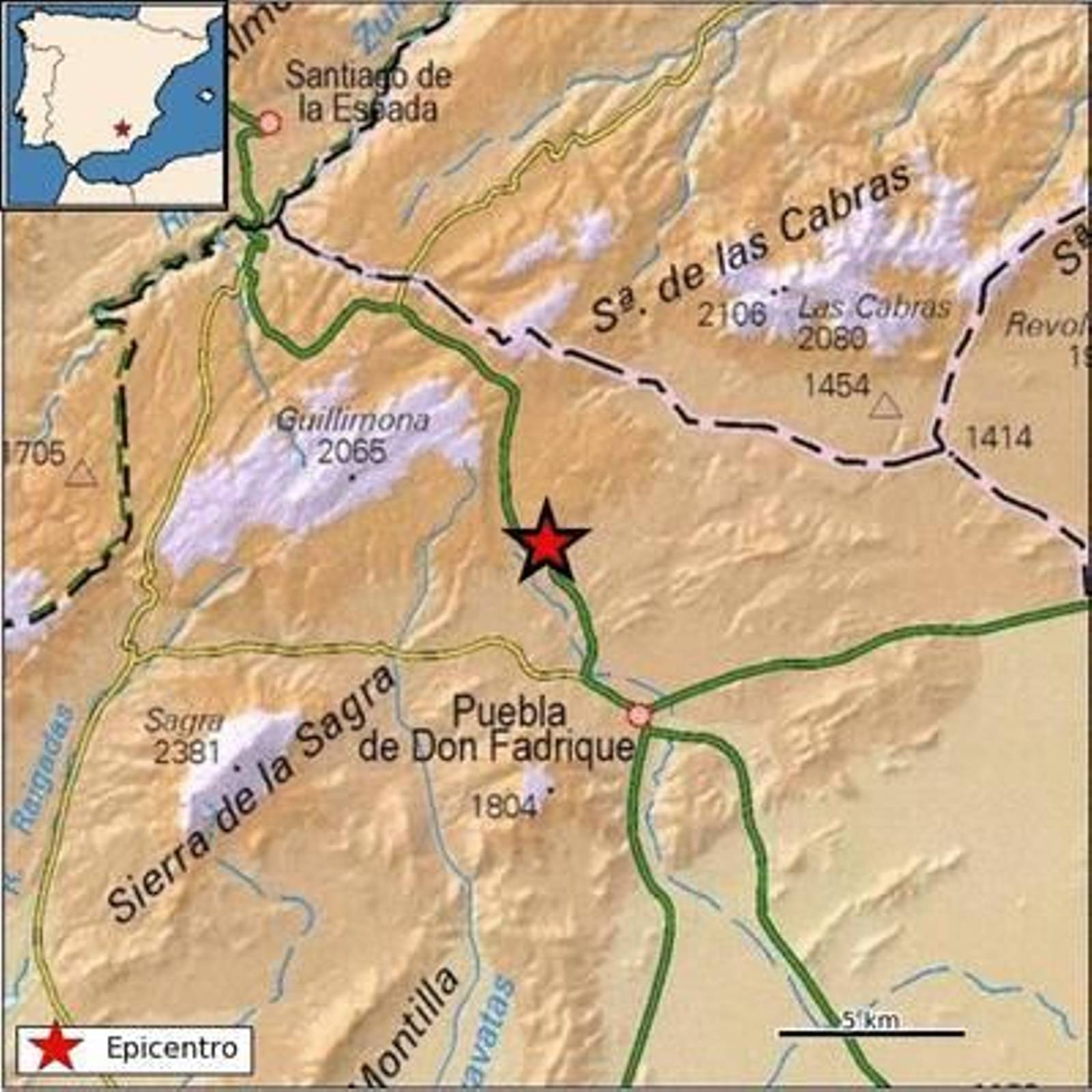 Epicentro del terremoto de la provincia de Granada.