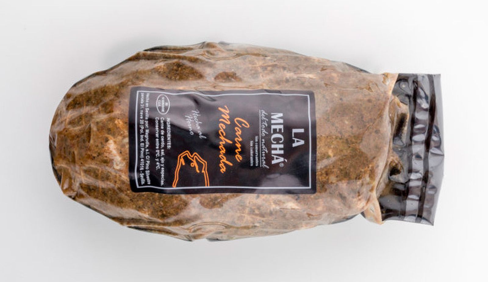 Un envase de carne de La Mechá.