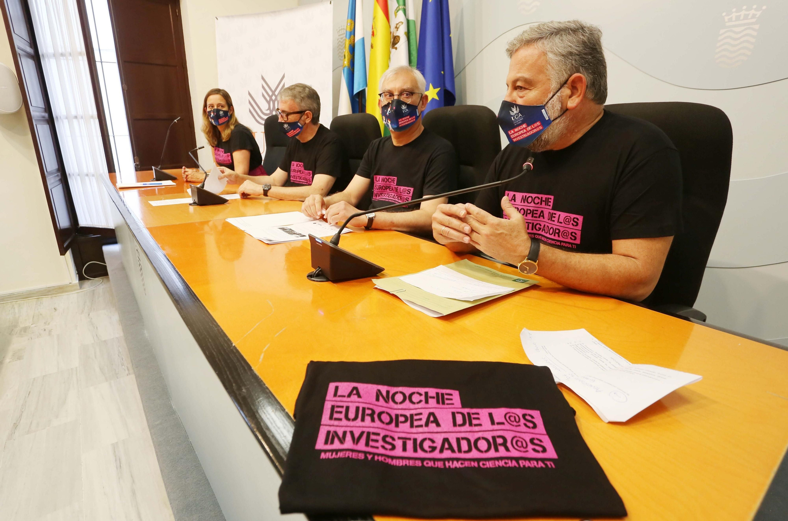 María Jesús Mosquera, Francisco Piniella, Juan Antonio Cabello y Alberto Cremades, en la presentación de esta mañana.