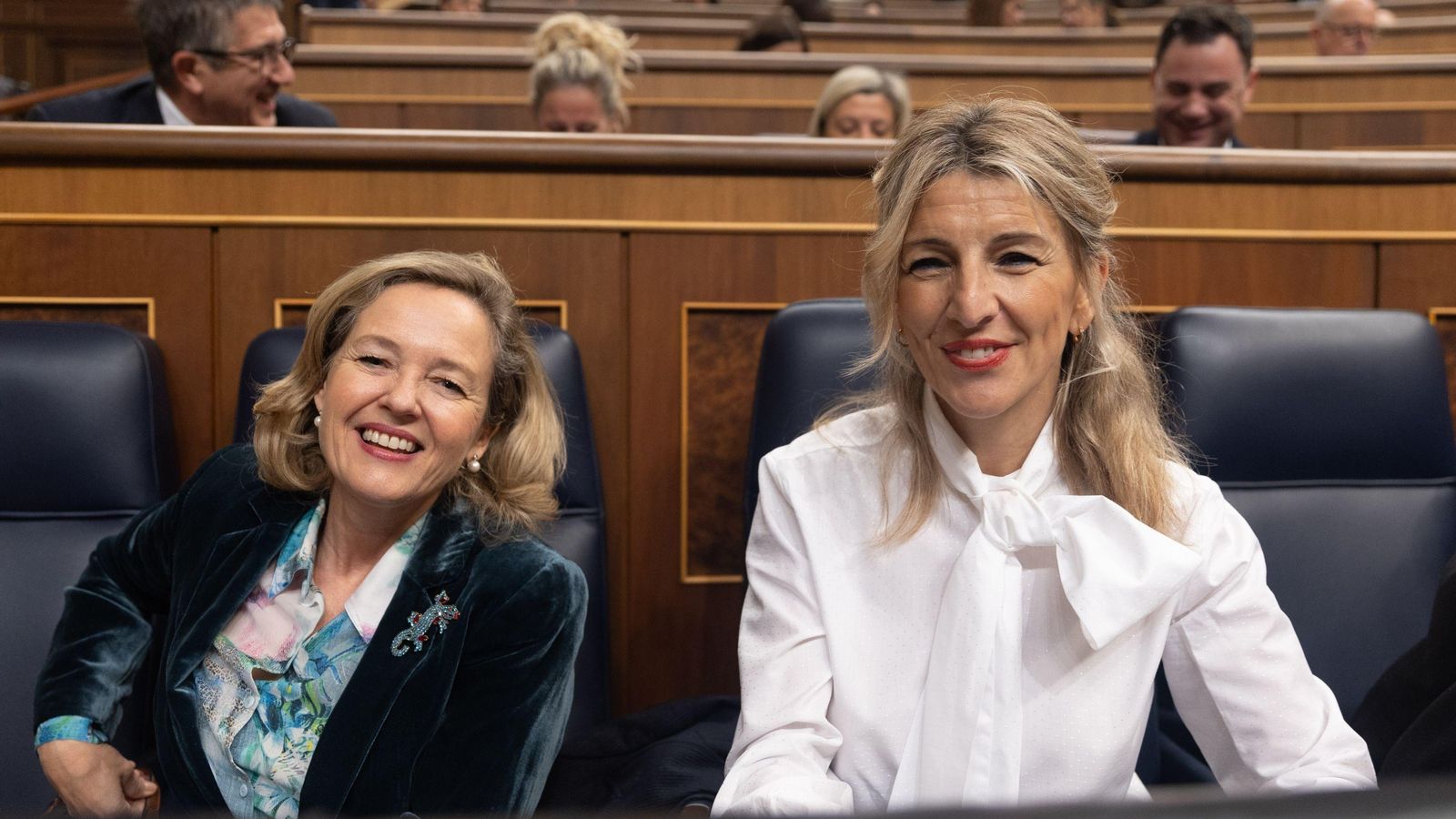 Nadi Calviño y Yolanda Díaz, el pasado miércoles en la sesión de control al Gobierno en el Congreso. Nadi Calviño y Yolanda Díaz, el pasado miércoles en la sesión de control al Gobierno en el Congreso.