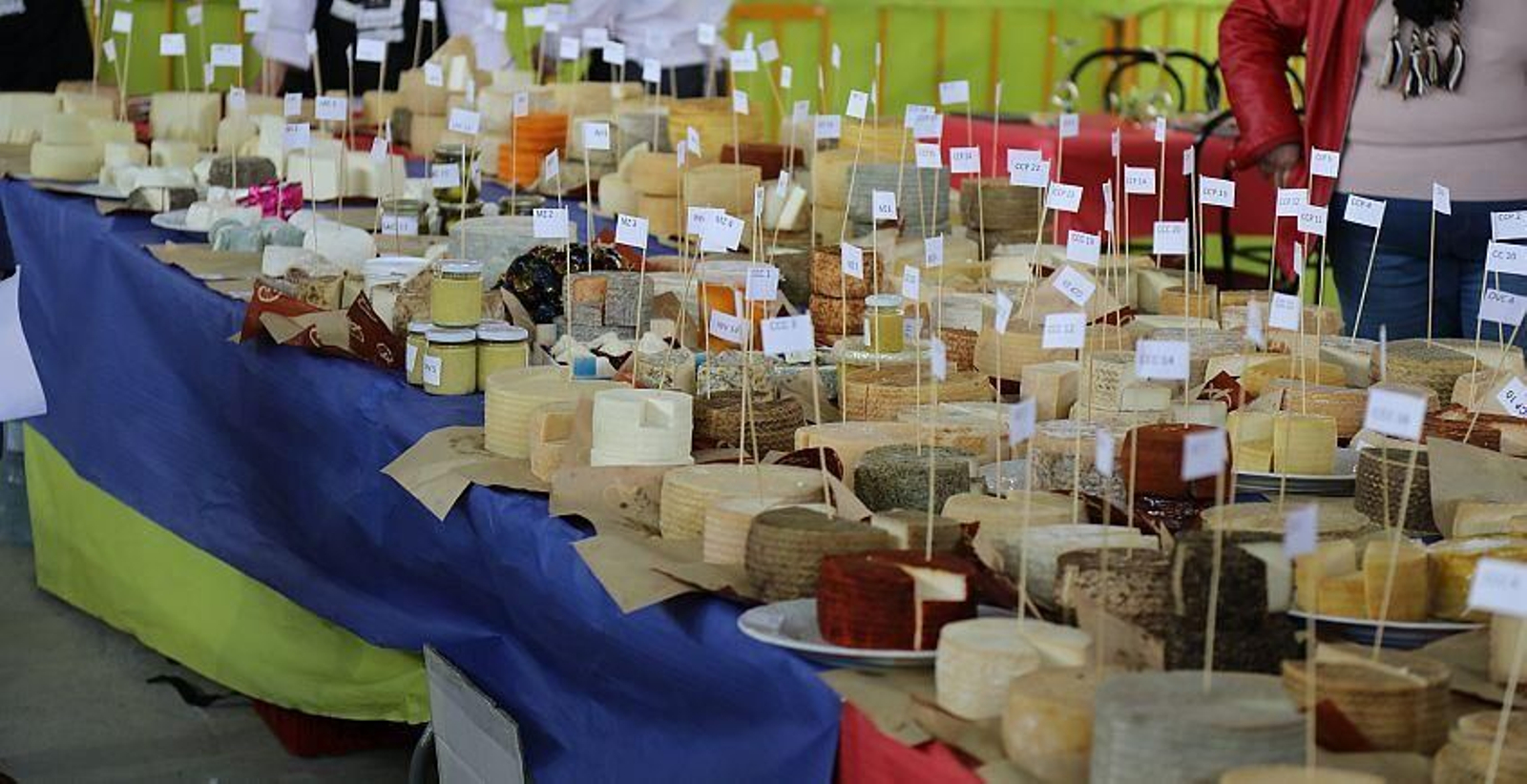 Expositor del concurso de quesos de Villaluenga en una imagen de archivo.