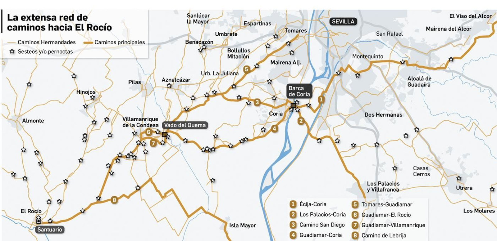 Caminos de las hermandades rocieras de Sevilla.