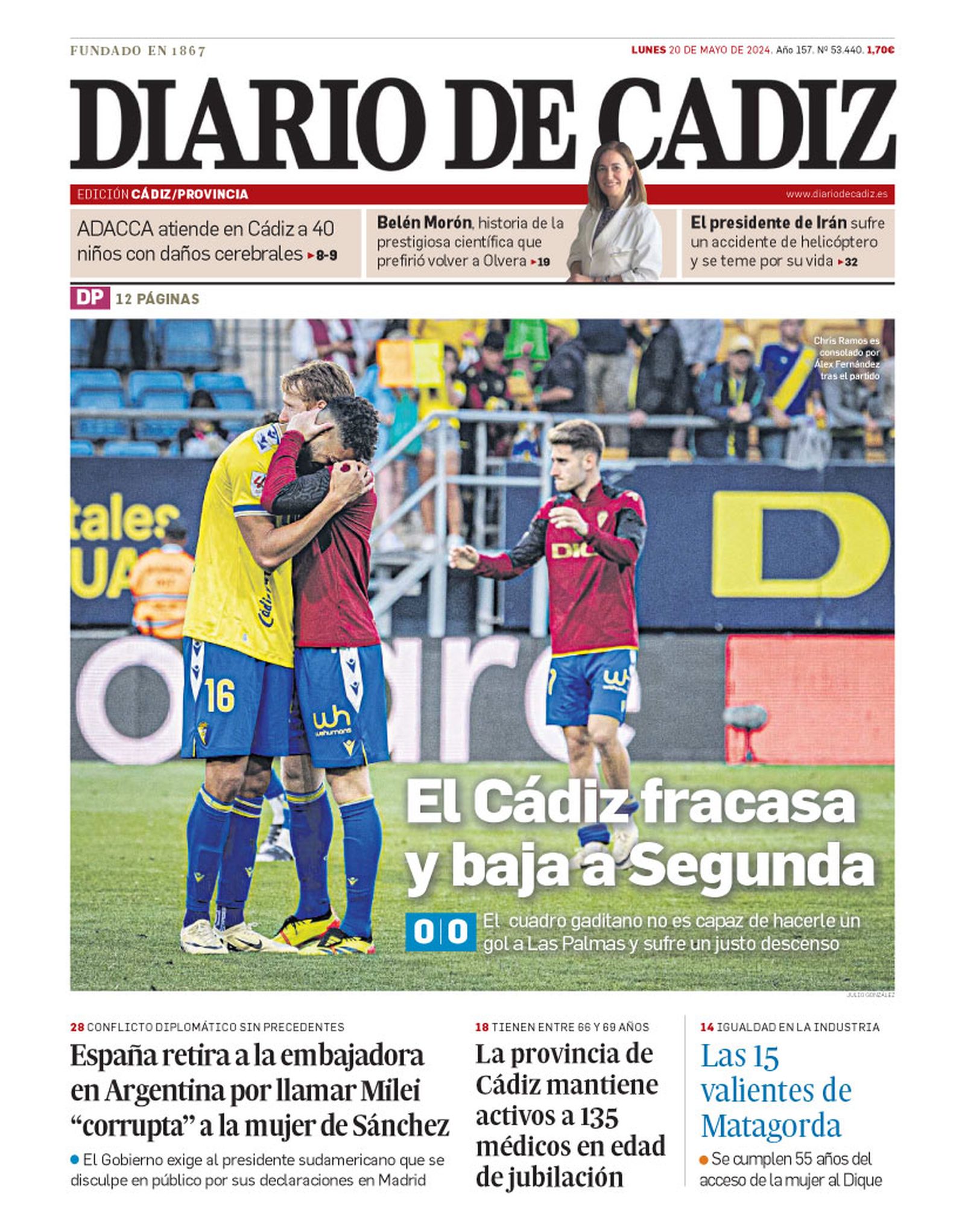 20 de mayo. El Cádiz CF baja a Segunda.