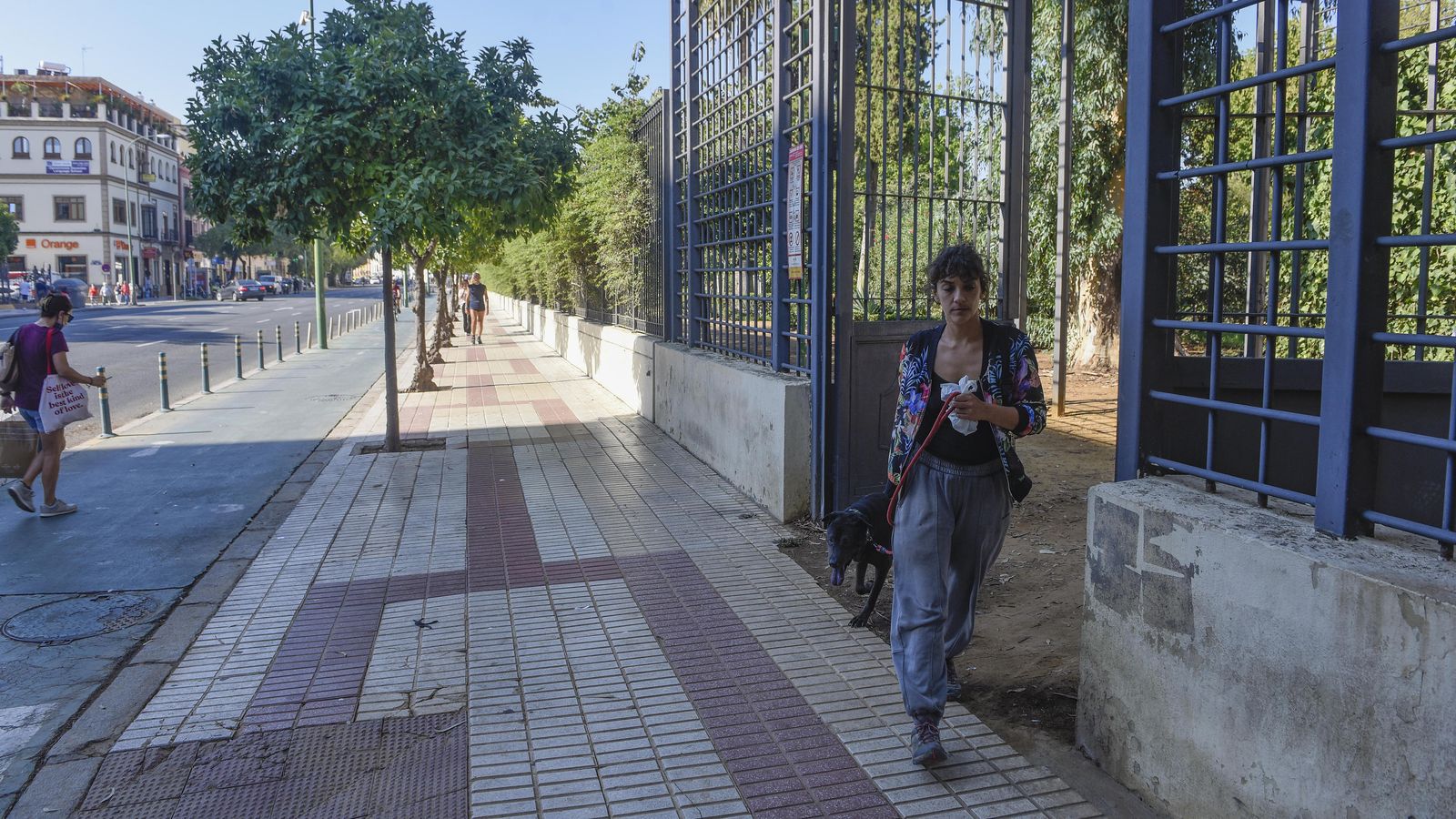 el acerado de color claro de la ronda histórica junto a los jardines del Valle.