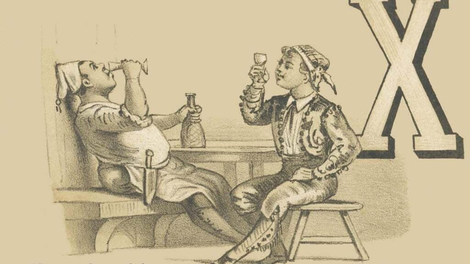 Xérès, oh, quel bon vin, Grand Alphabet Card, c.1850.