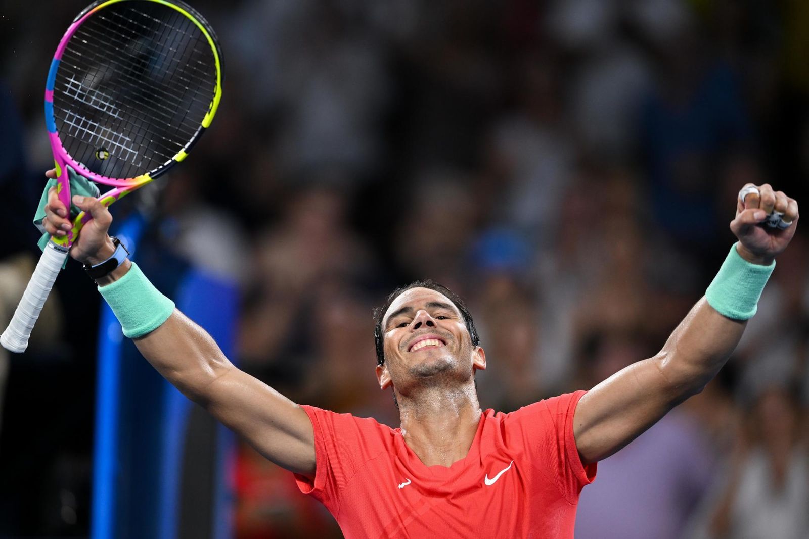 Nadal celebra su triunfo ante Kubler.