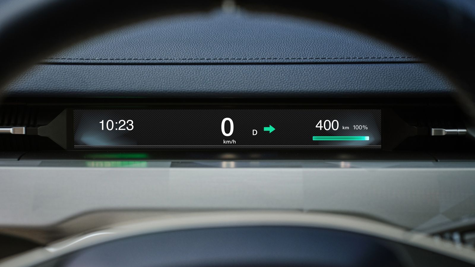 La información que se ve a través del volante queda definida en tres áreas de la pantalla. Esta instrumentación es muy diferente de la del U5.