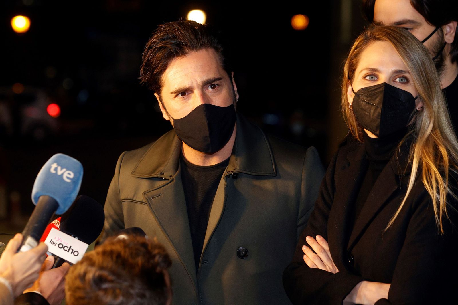 David Bustamante y Vanessa Romero, a su llegada al tanatorio de San Isidro.