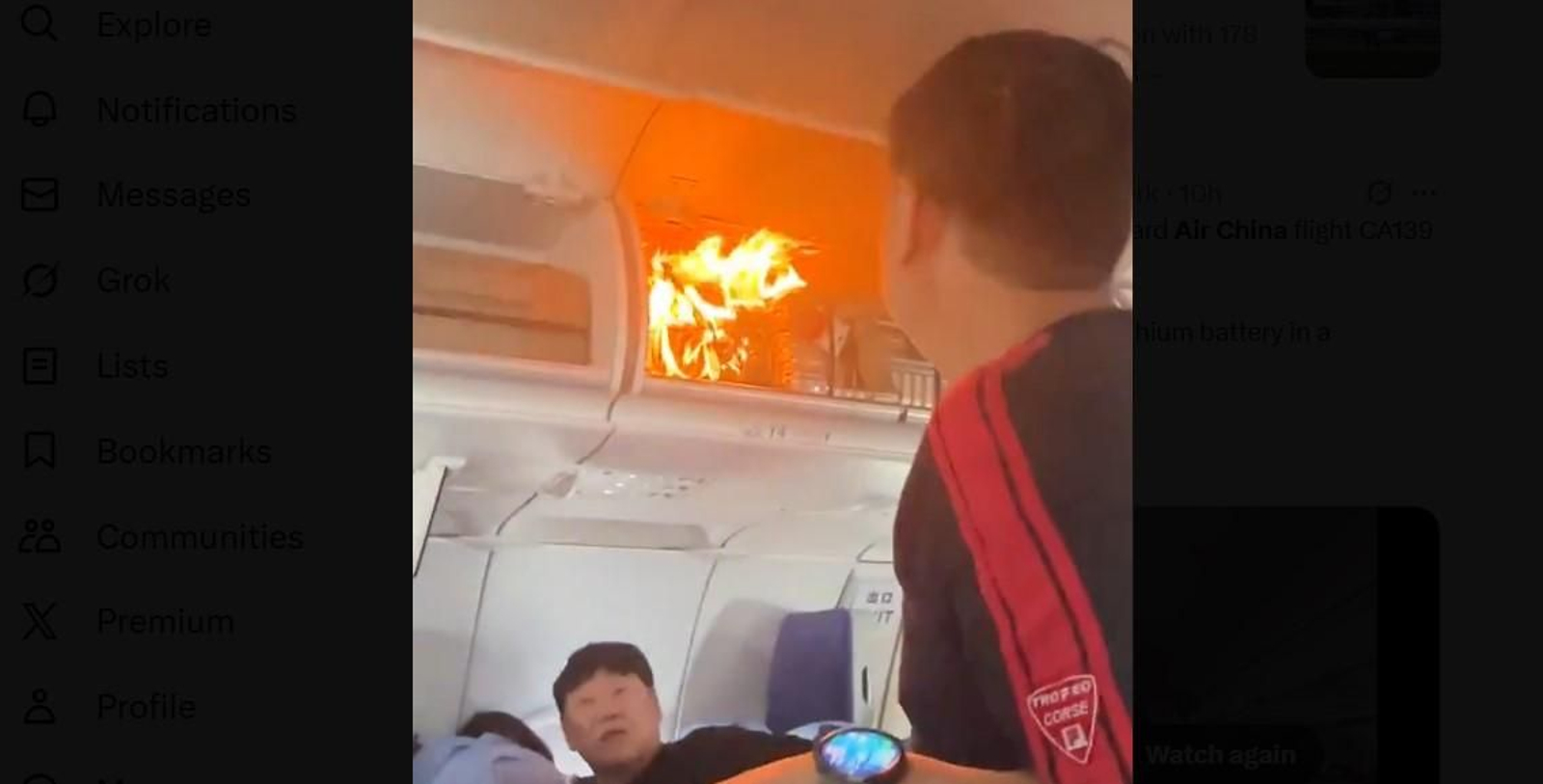 El incendio de una batería de litio desata el pánico en pleno vuelo