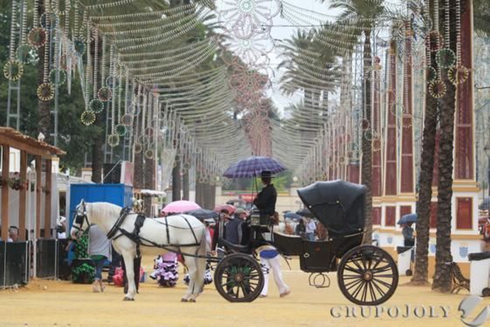 Un coche de caballos espera que arrecie el temporal en plena calle principal.

Foto: Jose Contreras