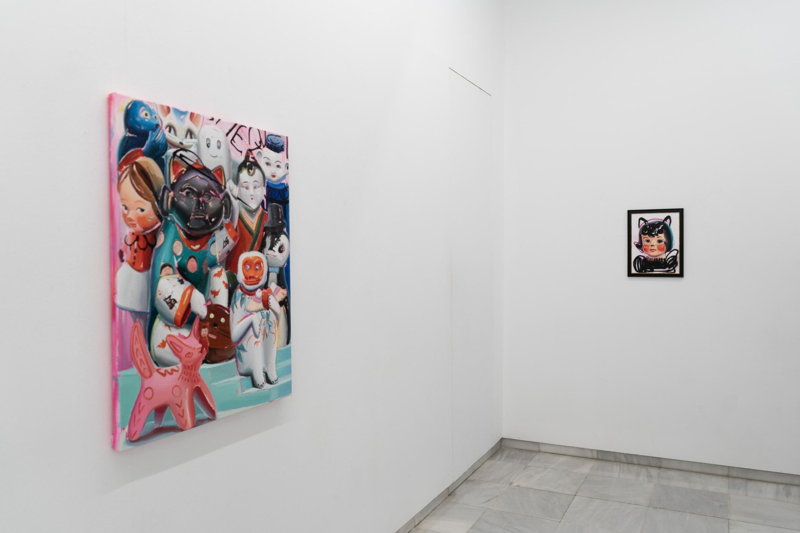 Las obras 'Be for party' y 'Miauhh' de Ana Barriga en la galería Birimbao