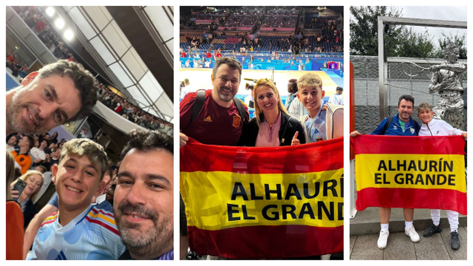 Con Gasol, Dumitru y la estatua de Nadal
