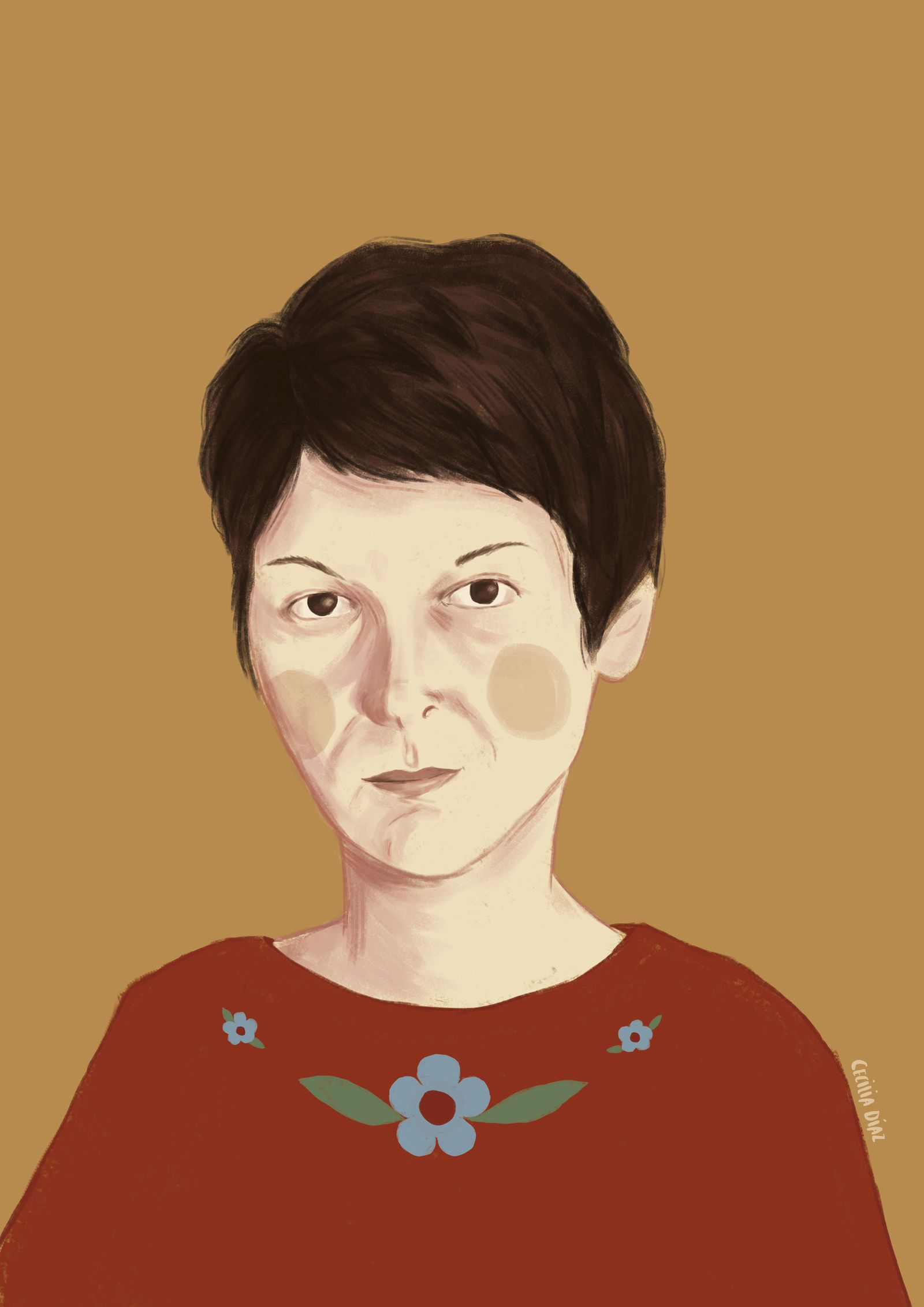 Retrado ilustrado de Inès Cagnati (1937-2007).