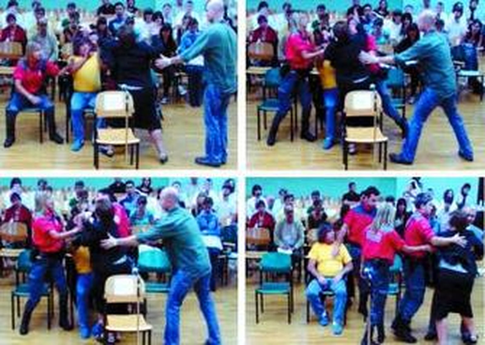 Secuencia del momento en que se intentó la agresión al acusado.