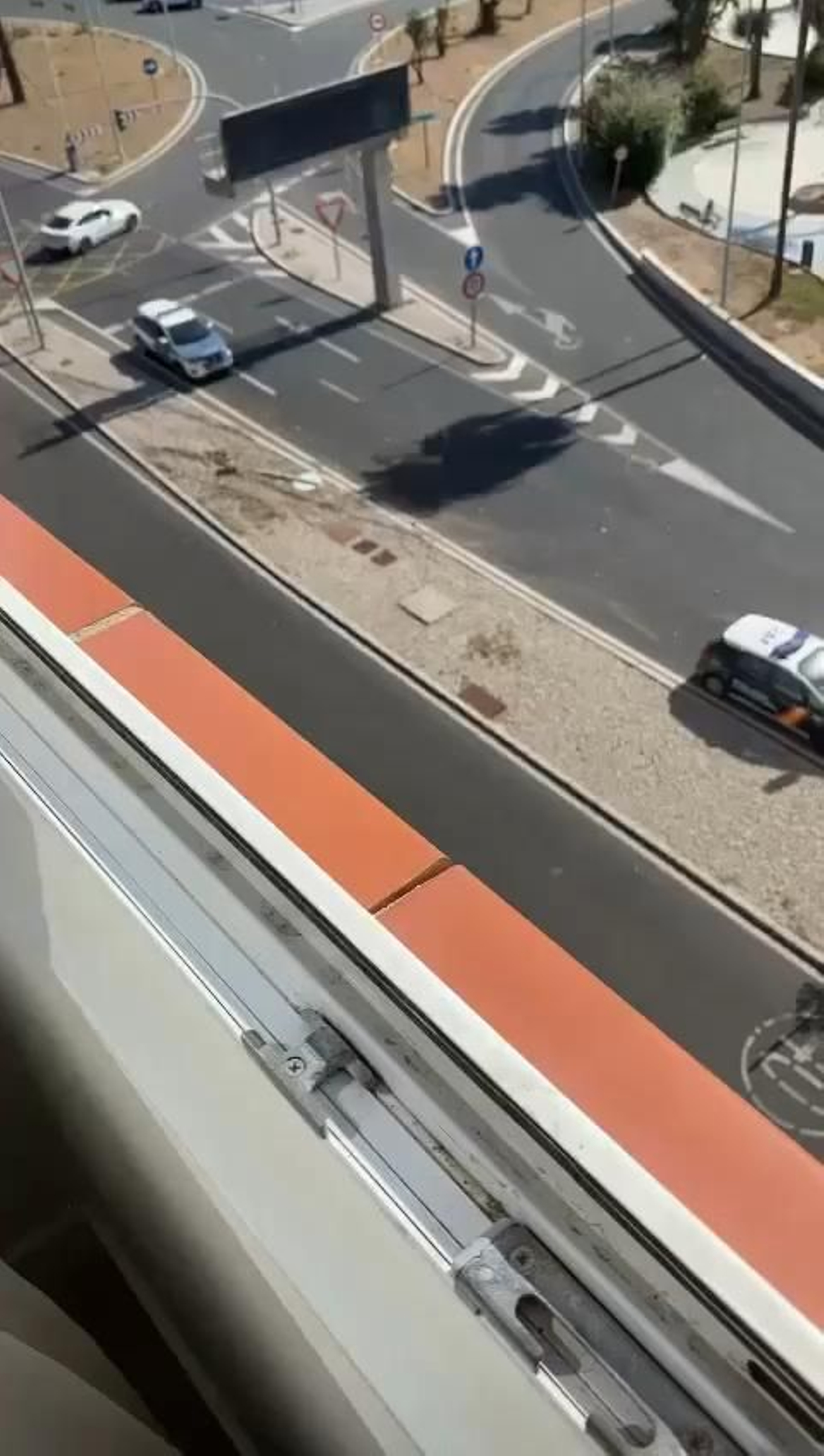 Estado de la avenida de Las Cortes de Cádiz tras el accidente.